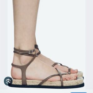 3.1 Phillip Lim Yasmine Ankle-Strap Leather Espadrille Sandals 36